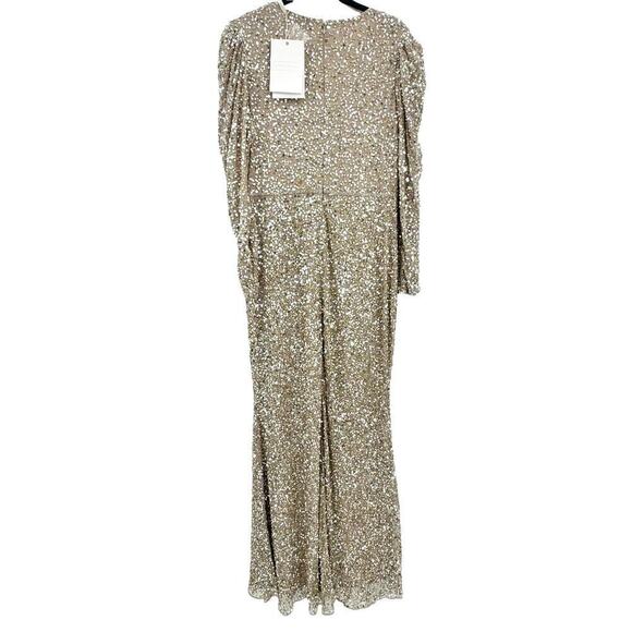 Mac Duggal Sequin Wrap Over Puff Surplice Gown Shimmering Size 12 NWT - Picture 11 of 11